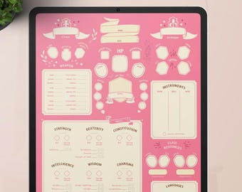 Dnd journal goodnote Dnd digital journal Girly dnd character sheet DND tablet PDF Custom character journal Dnd notebook Dnd fantasy sheets