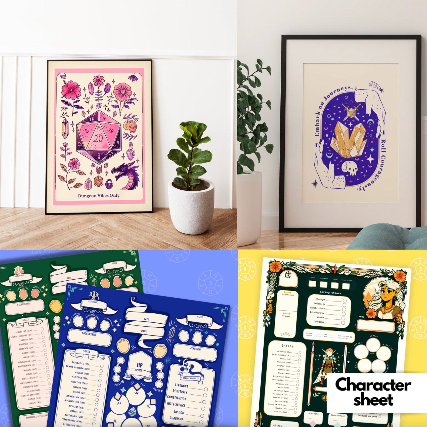 DnD Character Sheets, DND Role Card, DND Printables, Printable ...