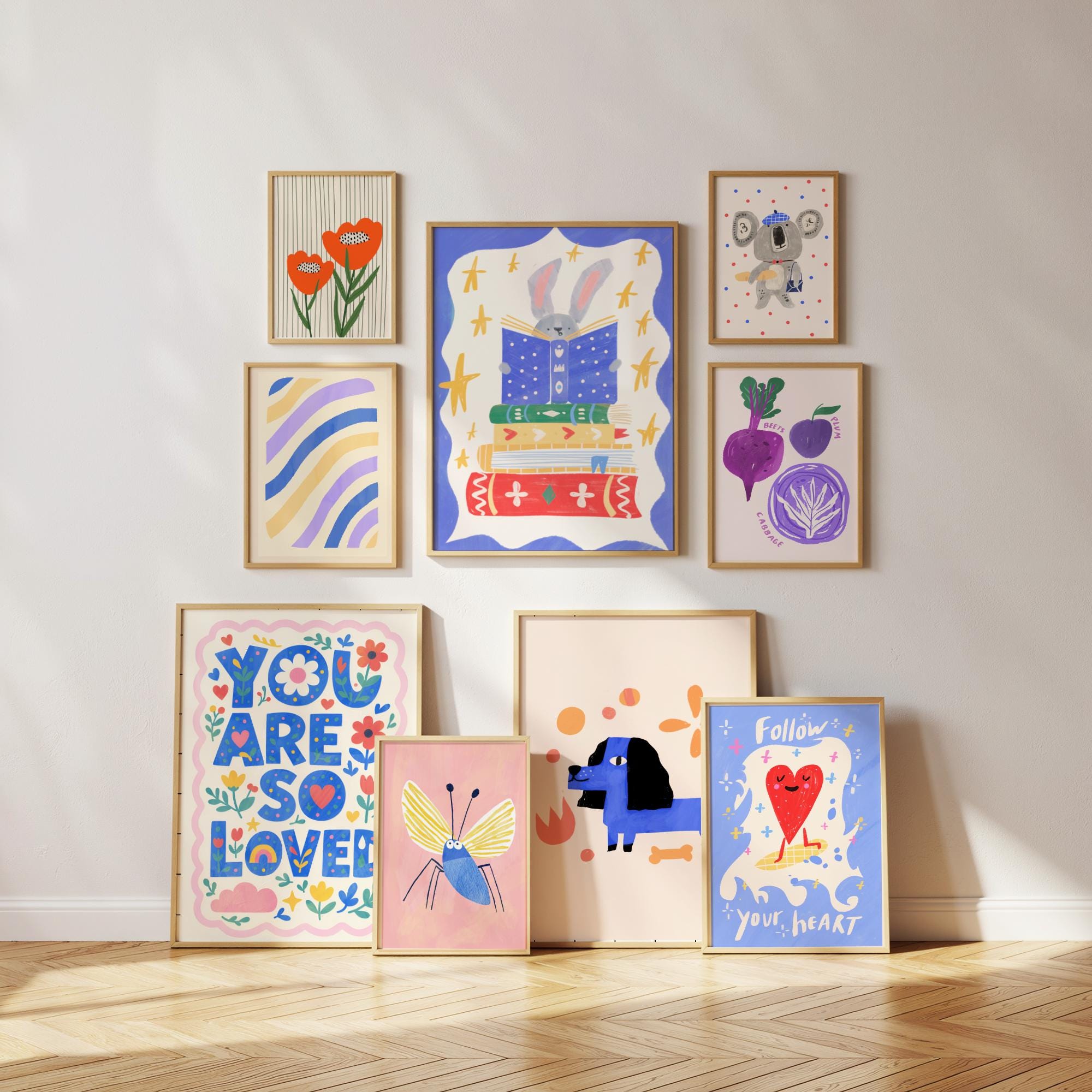Modern Kids Wall Art Set of 50 Playroom Prints, Whimsical Playroom ...