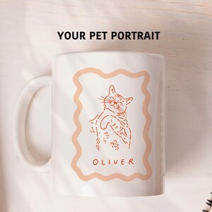 Cat portrait mug Custom cat art mug personalised Pet gift Custom cat portrait gift Cat gifts Badly drawn pet portrait mug Cat drawing image 2