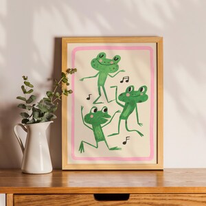 Frog poster Boy's room decor Toad Retro Nursery Toddler Modern kids room Girl Music theme Whimsical poster Baby room Cute frog art Woodland image 4