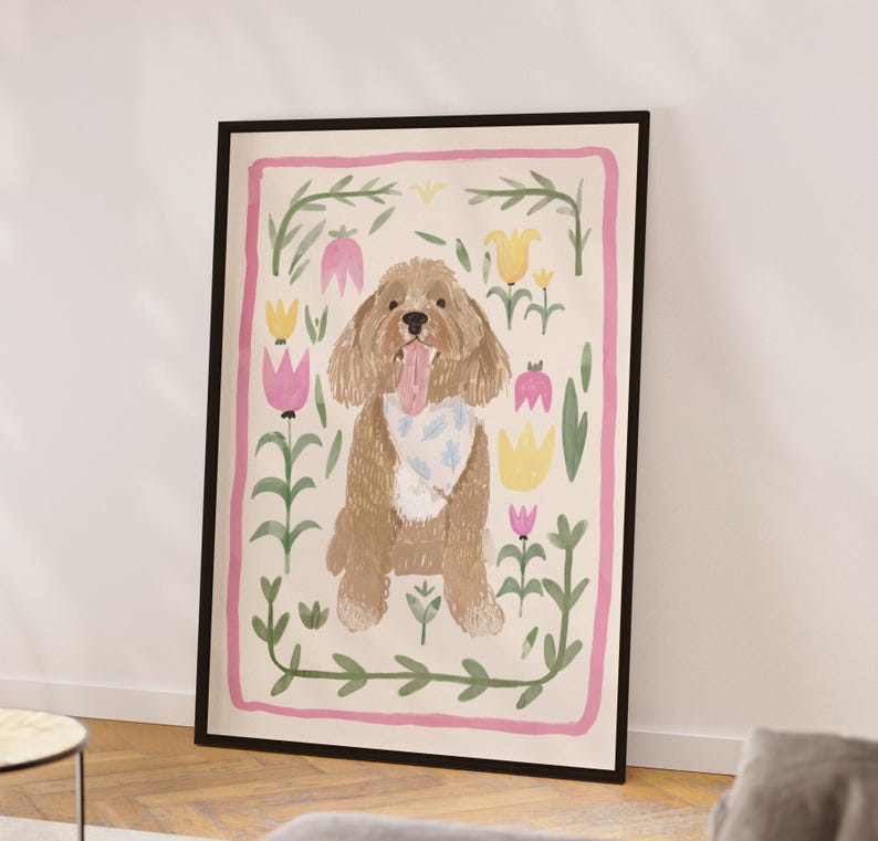 Custom pet portrait Watercolor custom Floral pet art Memorial Personalized pet art Loss pet portrait from photo wallart Bouquet Print Gift