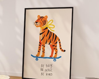 Láminas infantiles con estampado de tigre, divertidas láminas motivacionales con afirmaciones para niños, arte de pared para habitaciones infantiles, láminas para dormitorios, frases inspiradoras.
