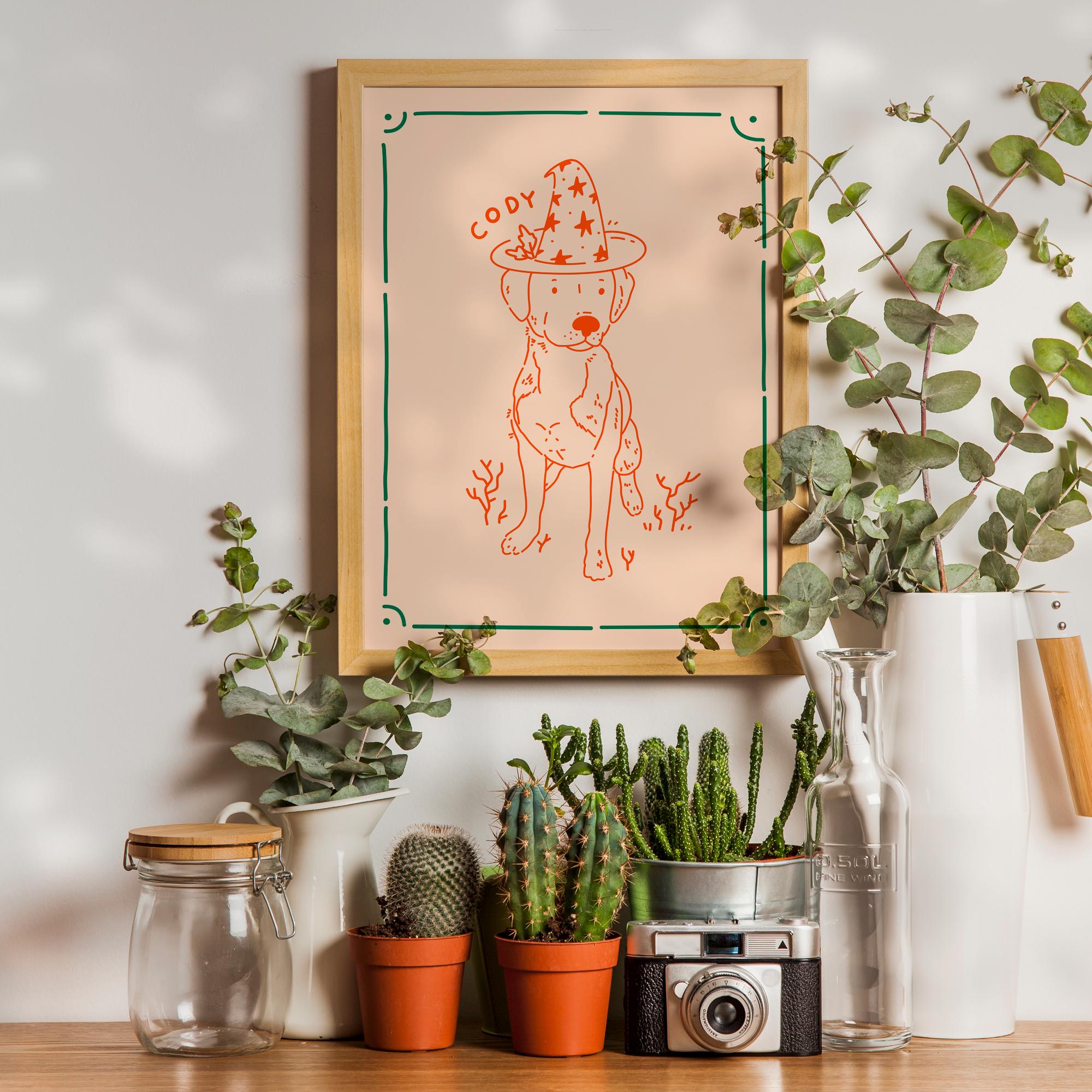 Halloween Pet Portrait Custom Badly Drawn Pet Art Dog Personalized Pet ...