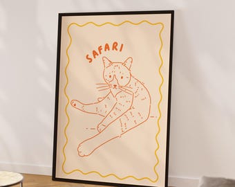 Custom cat portrait Cute cat poster Personalized badly drawn pet art Cat lover gift Hand drawn cat Scribble cat drawing Bestfriend gift