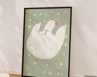 Guardería infantil Silly Goose Láminas Animales juguetones Arte de pared moderno para niños Láminas divertidas para imprimir para la sala de juegos Montessori Bebé Granja Guardería Niño pequeño