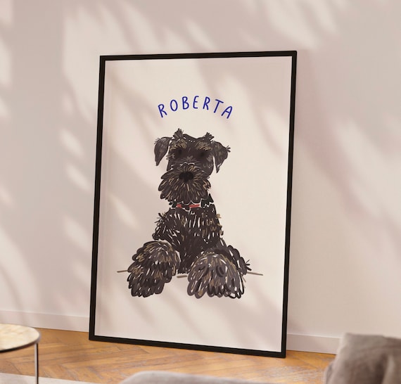Custom dog portrait Watercolor custom badly drawn pet art Personalized badly drawn pet art Dog wallpaper Pet loss Pet owner gift wallart