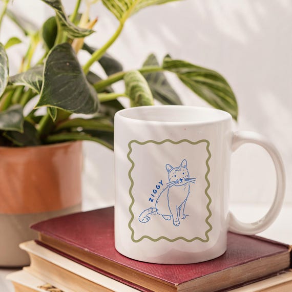 Cat portrait mug Custom cat art mug personalised Pet gift Custom cat portrait gift Cat gifts Badly drawn pet portrait mug Cat drawing