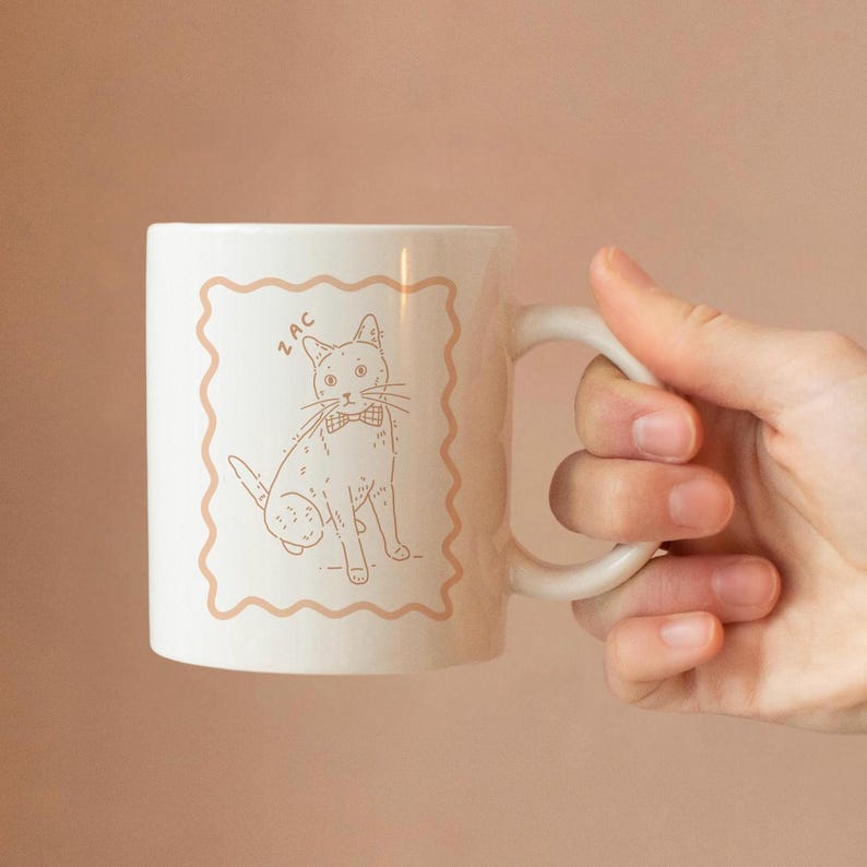 Cat portrait mug Custom cat art mug personalised Pet gift Custom cat portrait gift Cat gifts Badly drawn pet portrait mug Cat drawing image 4
