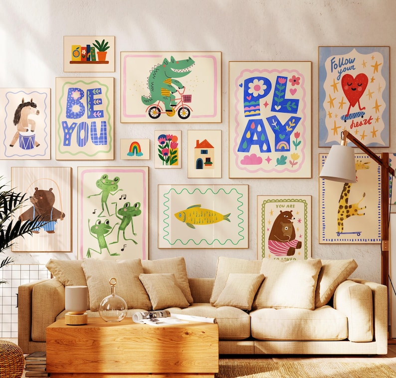 Kids Wall Art Printable Bundle 50 Whimsical Illustrations, Animal ...