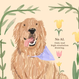 Custom dog portrait Watercolor custom badly drawn pet art Personalized badly drawn pet art Dog wallpaper Pet loss Pet owner gift wallart image 2