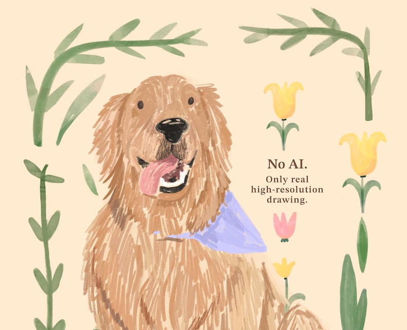 Custom dog portrait Watercolor custom badly drawn pet art Personalized badly drawn pet art Dog wallpaper Pet loss Pet owner gift wallart image 2