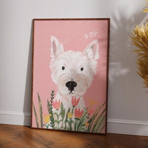 Ritratto personalizzato di un animale domestico Acquerello personalizzato Arte floreale per animali domestici Commemorativo Arte personalizzata per animali domestici Perdita Matrimonio Dipinto personalizzato per cani Bouquet Stampa Regalo