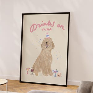Pet wedding portrait custom Dog wedding bar cart decor Dog open bar sign Wedding drink menu Bar sign pet wedding signage Drinks on Party