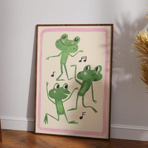 Frog poster Boy's room decor Toad Retro Nursery Toddler Modern kids room Girl Music theme Whimsical poster Baby room Cute frog art Woodland image 7