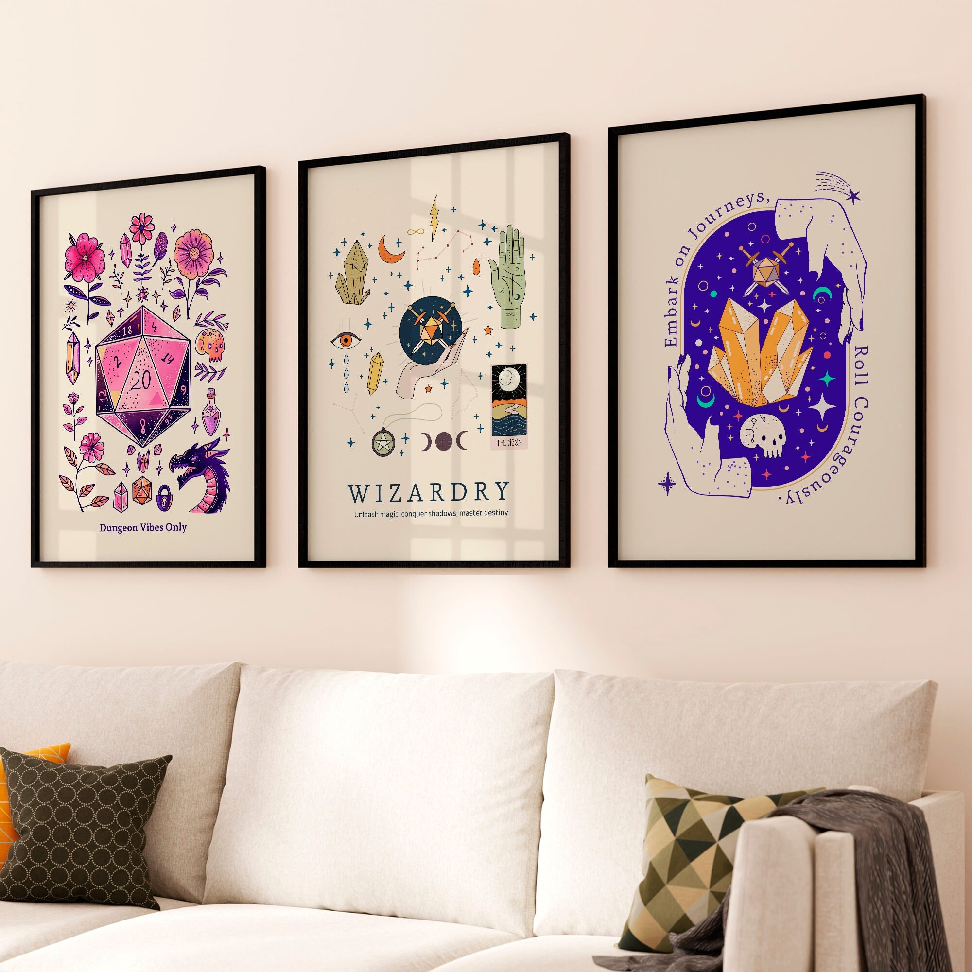 Dnd Art Print, Wall Art Bundle, Dnd Dice Wall Art, Dnd Player Gift ...