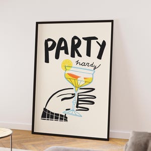 Impresiones de carritos de bar, impresiones de cócteles, arte de champán para bar, póster de cócteles, impresiones de alcohol, arte de pared, arte de fiesta, impresiones de bebidas, póster en negrita escrito a mano