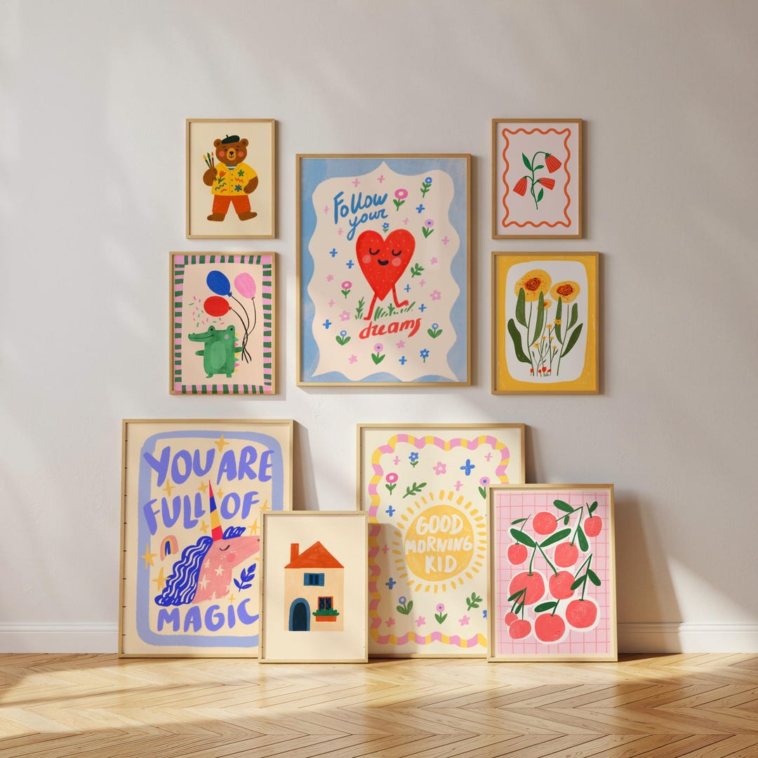 Kid's Room Wall Art Bundle Set of 50 Prints, DIGITAL Download, Nursery ...