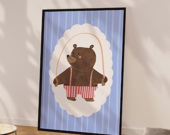 Bear Print Nursery Wall Art  Bear Posters, Peekaboo Kids Room Decor, teddy Bear Printable Art, Woodland Animal Home Decor Sport themed