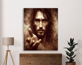 Hand Of God, God Art, Jesus Real Face, Jesus Canvas Wall Art, Christ Art, Christian Art, Christmas Gift, Embrace Wall Art ,The Living Christ