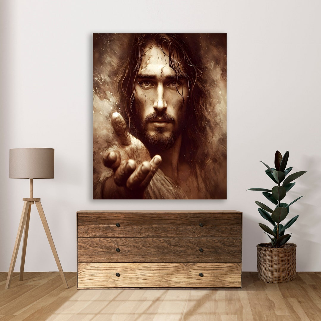 Hand of God God Art Jesus Real Face Jesus Canvas Wall Art Etsy