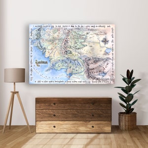 Karte Wandkunst Leinwand, Karte von Mittelerde, Mittelerde Leinwand, Lotr Karte Leinwand, Best Movie Leinwand, Film Wandkunst, Fantasy Karte Kunst, Kartenkunst