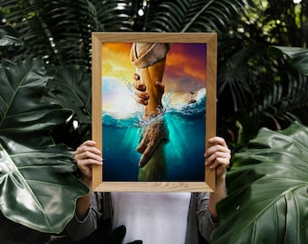 Hand of God Jesus Art Print, Christian Wall Decor (Digital Download)