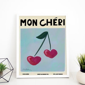 Cherry Poster, Cherry Wall Art, Aesthetic Print, Trendy Wall Art, Retro Wall Art,70s Psychedelic Print,Funky Wall Decor,Modern Kitchen Decor