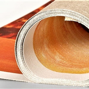 May include: A rolled canvas print with a close-up of the edges showing the texture of the canvas.
