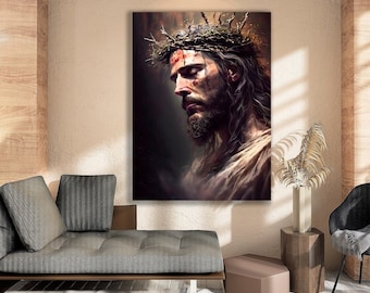 Jesus Portrait Canvas, Christian Wall Art, Religious Gift