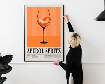 Aperol Spritz Vintage-affisch, Retro Cocktailkonst (Digital Nedladdning)
