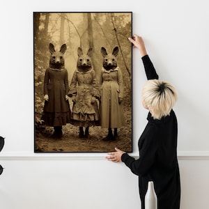 Rabbit Cult of the Forest, Dark Academia, Gothic Occult Poster, Gothic Print, Horror Poster, Witchcraft Print, Gothic Home Decor, Creepy Art