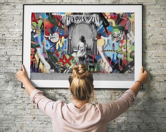 Banksy Girl At The Window Print, Urban Street Art (Digital Download)