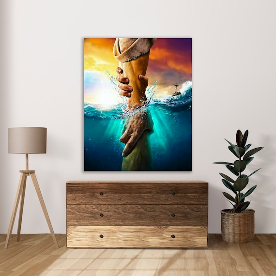 Jesus Reaching Hand Canvas, Christian Wall Art, God Art