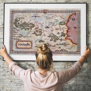 Chroniken von Narnia, Narnai Karte, Narnia, Karte von Narnia, Fantasy Weltkarte, Aslan Wandkunst, Buchumschlag Poster, C. S. Louis, Narnia Poster