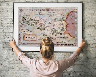 Chronicles of Narnia, Narnai Map, Narnia, Map Of Narnia, Fantasy World Map, Aslan Wall Art, Book Cover Poster, C. S. Lewis, Narnia poster
