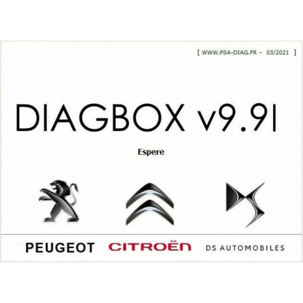 Diagbox V9.91 Software Diagnosis PSA 03.2021 Citroën Peugeot DS Opel Usable  on Multiple PC 