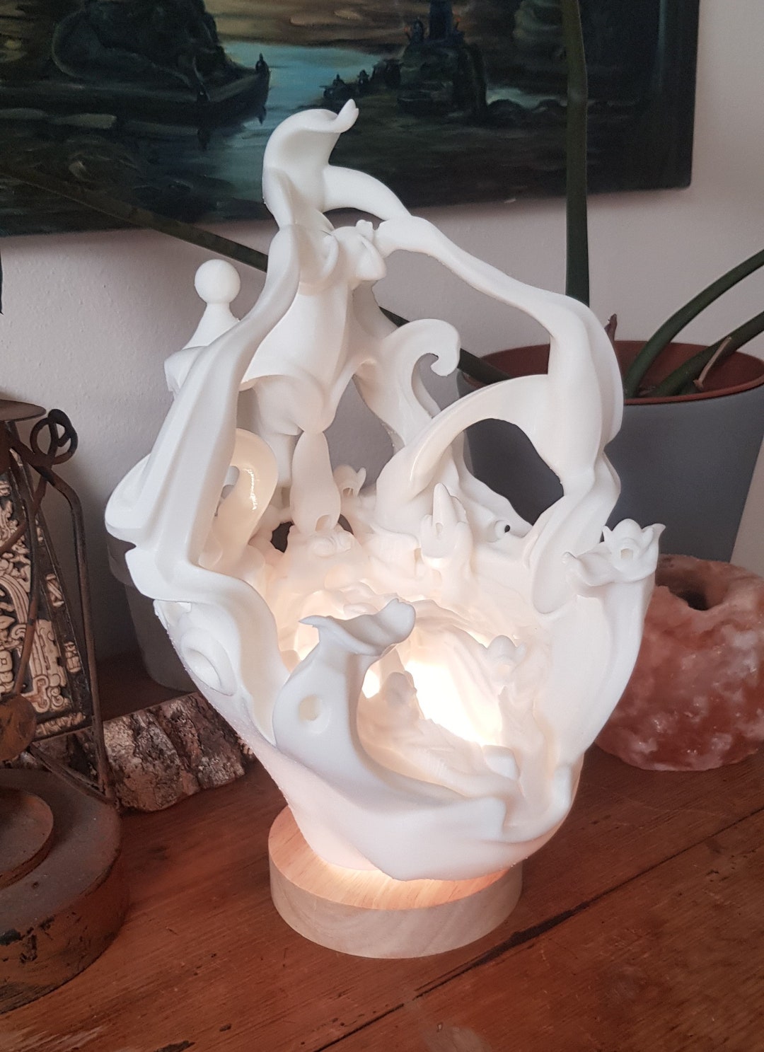 3D Printed Fantasy Table Lamp LED Night Light Diorama Color Sculpture