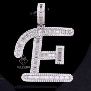 925 Sterling Silver VVS Moissanite Initial Letter Pendant,Custom Name Pendant for Men,Hip Hop Letter Pendant,E letter Diamond Pendant Gifts