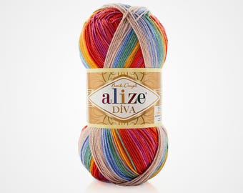 Hilo Diva Batik acrílico suave multicolor para tejer y hacer crochet, chales, suéteres y amigurumis