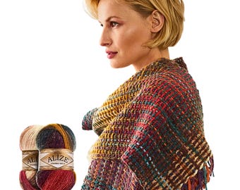 Hilo Alize Angora Gold Batik, mezcla degradada de lana y acrílico, mezcla de mohair, tejido a mano