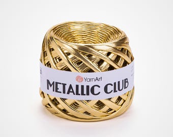 Hilo metálico Yarnart Club: poliéster brillante con aspecto de cuero para tejer, crochet y macramé.