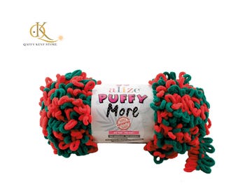 Fio Alize Puffy More Loop: Chenille bicolor, sem agulhas
