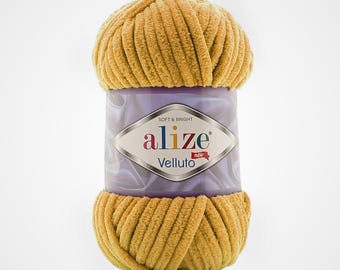 Alize Velluto, fio de veludo chenille, mantas de pelúcia ultramacias, brinquedos e projetos artesanais elegantes.