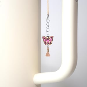 Dije de madera con forma de mariposa para vaso: accesorio para botella de agua, teléfono o llave.