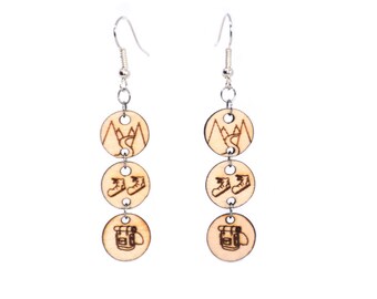 Houten oorbellen Mountain Valley Trekking Hangend Lasergesneden Cadeau-idee voor haar