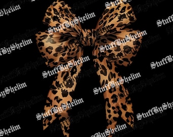 Vintage Leopard Bow SVG, Women's Leopard Coquette PNG, Animal Trendy Aesthetic File, Cheetah Sublimation, Digital Download