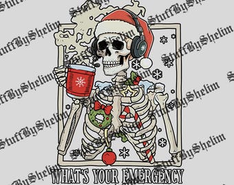 911 Dispatcher Christmas PNG, Skeleton Dispatcher SVG, Very Merry Dispatch Sublimation, Emergency Digital Download, Xmas PNG For Dispatchers