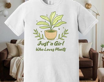 植物が大好きな女の子 PNG、植物愛好家向け昇華プリントデザイン、即時ダウンロード