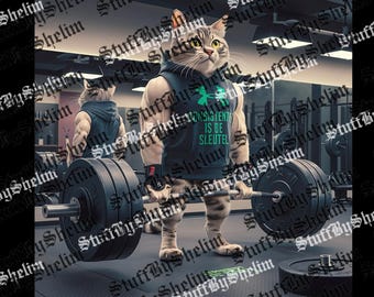 Retro Gym Cat SVG, Funny Cat File, Silly Cat Sublimation, Stupid Brainrot Cat File, Gen Z Joke Instant, Cat Lover Gift, Digital Download
